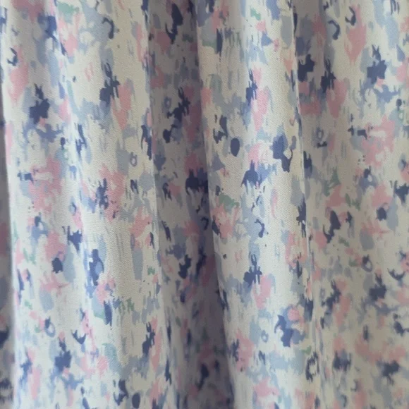 HEARTLOOM | Smocked Dress Tiered Skirt Floral Blue Spaghetti Straps Sz L - Picture 5 of 6